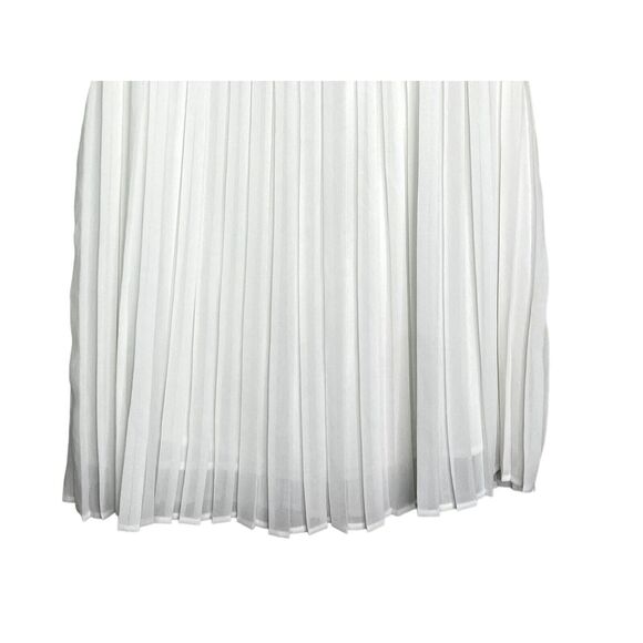 ZARA Sleeveless Pleated Solid Flowy Blouse Lined Key Hole Back Button XS White - Picture 8 of 14